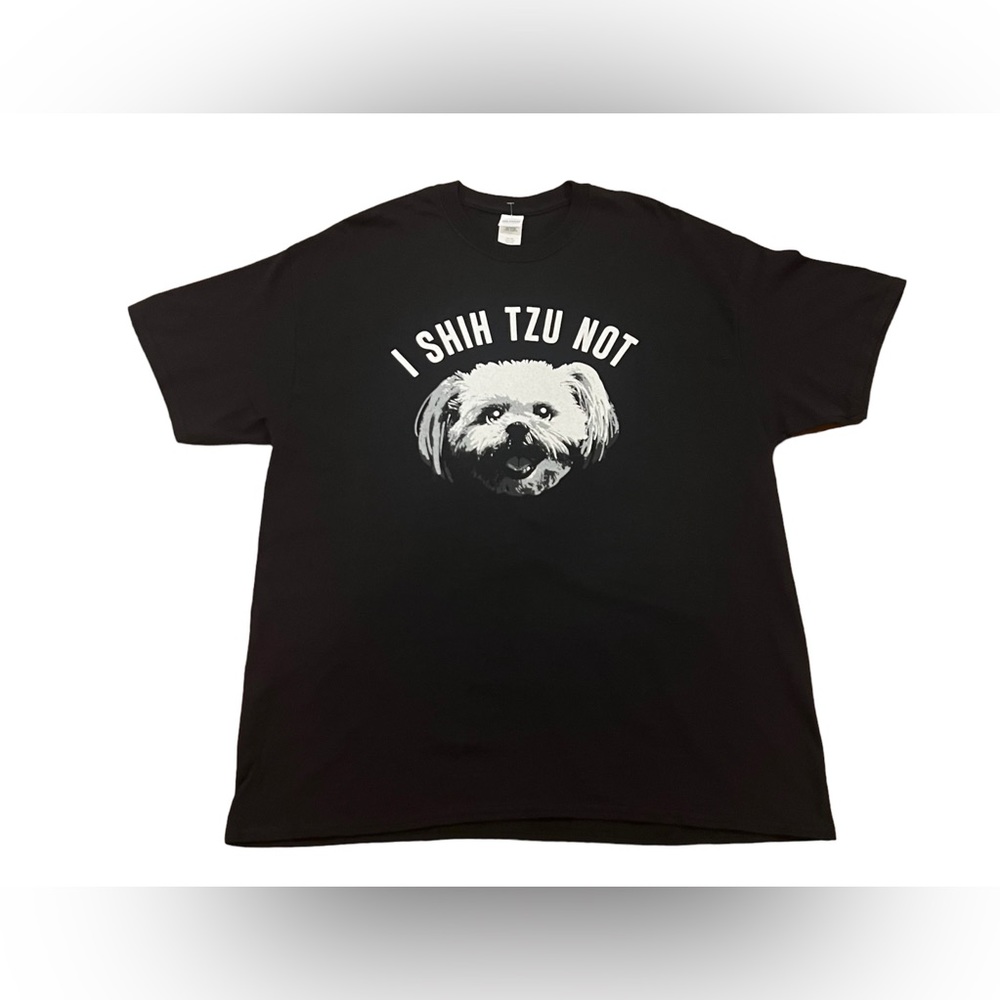 NEW I SHIH TZU NOT Men’s Short-Sleeve Graphic T-Shirt Black XL Gildan Dog